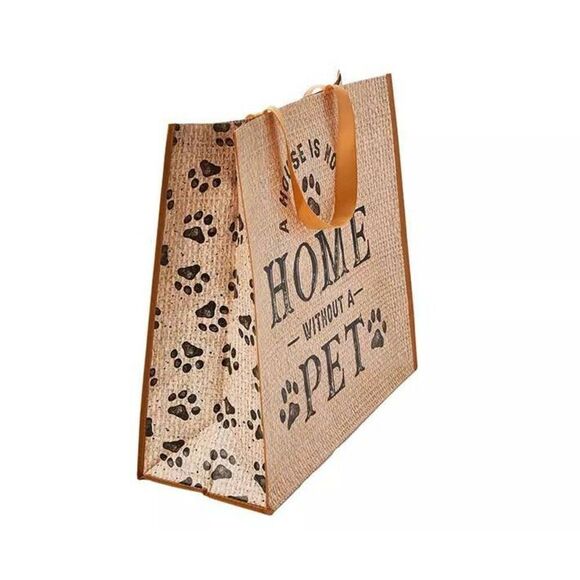 Set of 5 "A House Is Not A Home Without A Pet" Paw Print Large Tote Bags - Picture 2 of 2